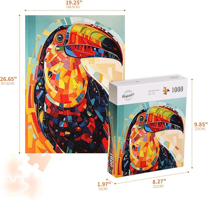 Jigsaw Puzzles for Adults 1000 Pieces, Animal Bird Toucan Funny Difficult Challenging Unique Puzzle for Game Night Family Home Decor, 20x27 Inches, Toucan