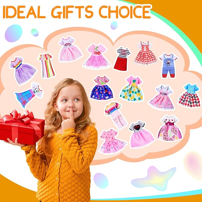 Hungdao 16 Pcs Girl Boy Doll Clothes Lovely Outfits Mini Doll Clothes 6 Inch Dolls Accessories for Kids Birthday Outfit(Beautiful Girls)