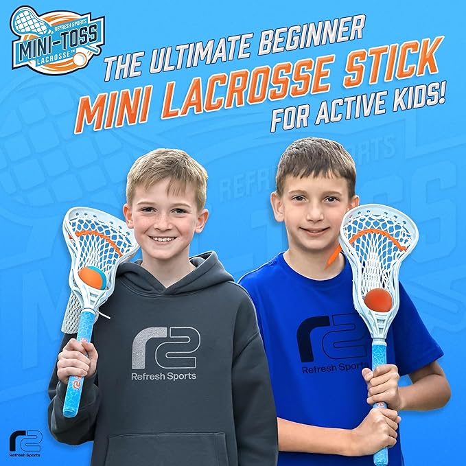 Mini Toss Lacrosse Set – The Ultimate Game for the Pool or Beach & Backyard - Comes with Water Skipping Ball, Rubber Ball & 2 Sticks with Premium Full Size Basket for Easier Catching and Throwing