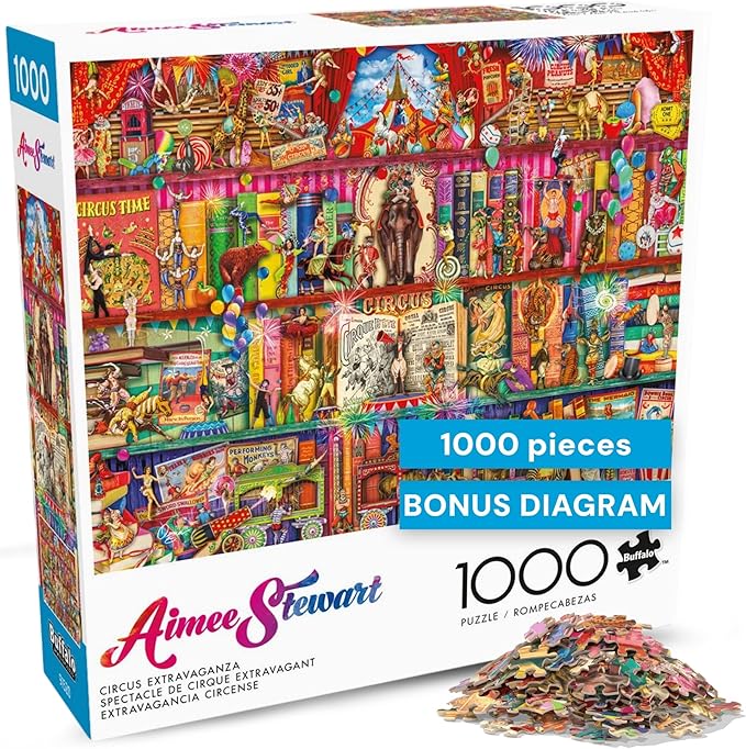 Buffalo Games Aimee Stewart Circus Extravaganza 1000 Piece Jigsaw Puzzle for Adults – Colorful Circus Art, Includes Large Reference Poster