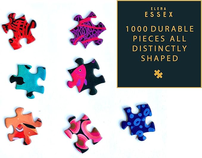 Elena Essex Puzzles for Adults 1000 Pieces - Night Reef | 1000 Piece Puzzle for Adults | Jigsaw Puzzles 1000 Pieces | Coral Reef Ocean Shark | Size 28x20 inches