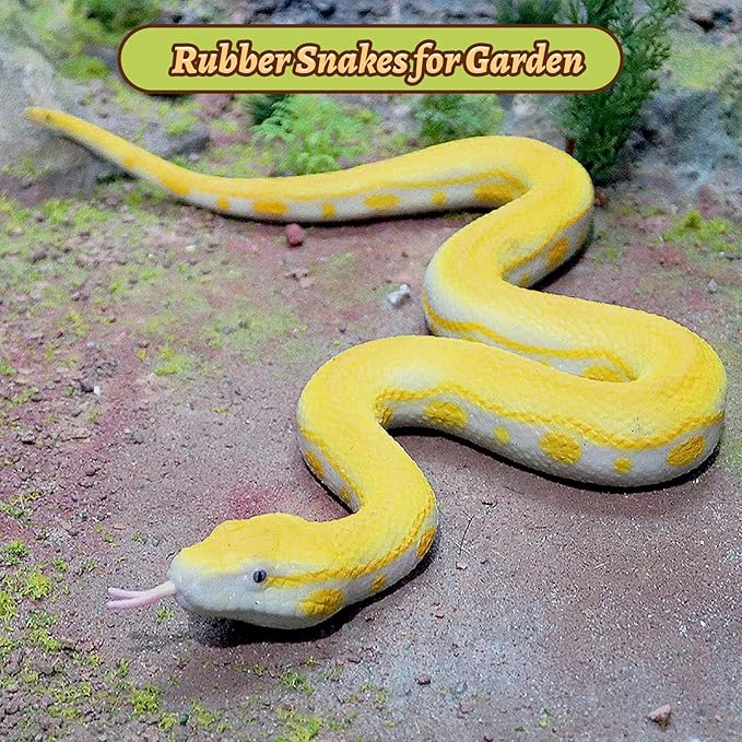 LRCXL Realistic Fake Snakes Toy Soft Rubber Snakes to Keep Birds Away - Python Snake Toys for Garden Props to Keep Birds Away, Scare Squirrels, Mice, Pranks Halloween Decoration Props