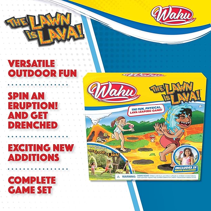 WAHU The Lawn is Lava Outdoor Water Balloon Game for Kids Ages 5+, Kids Outdoor Water Game with 25 Water Balloons