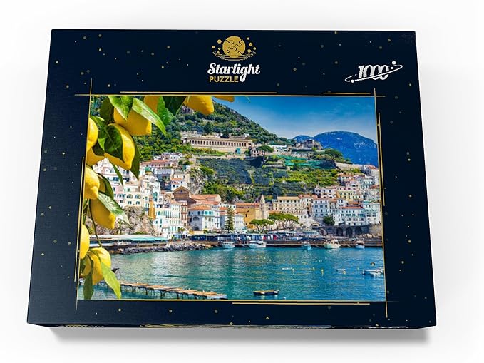 MyPuzzle Panoramic View of Beautiful Amalfi On Hills Leading Down to The Coast, Campania, Italy - Premium 1000 Piece Jigsaw Puzzle for Adults