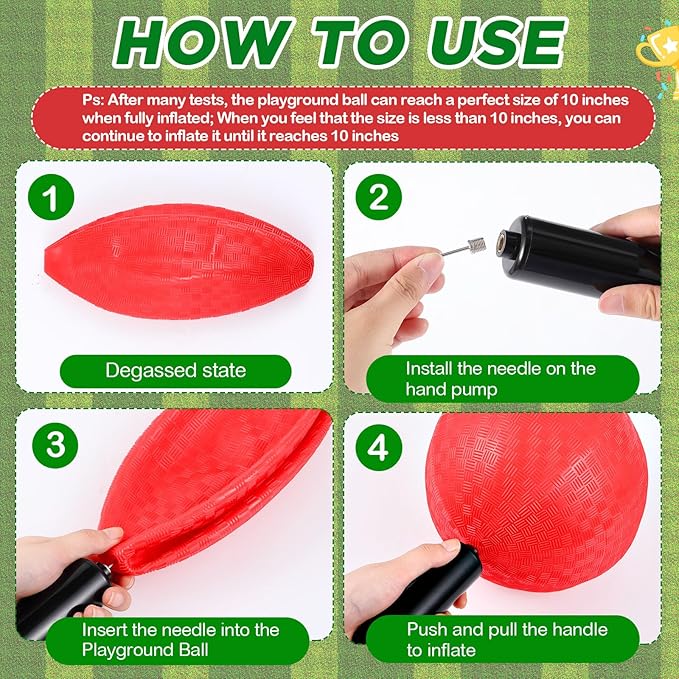 Jenaai 20 Pcs Sports Kickball Set, 3 10'' Playground Ball, 5 Rubber Throw Down Bases, Ball Pump, Net Bag, 10 Foul Line Cones, Kickball All in One Kit for Kids Adults Playground Backyard Game (Red)