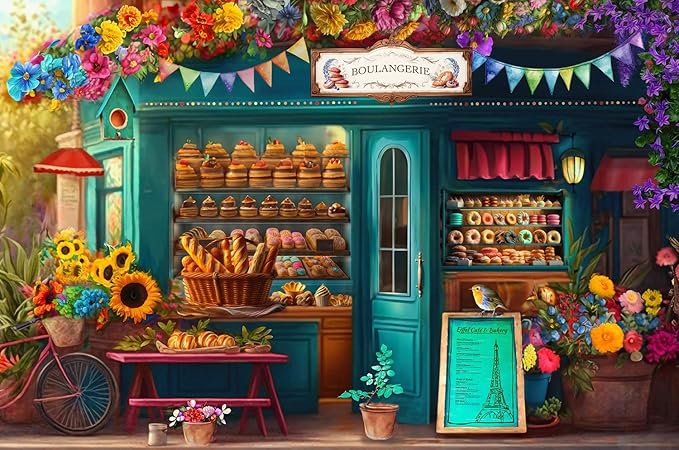 Springbok's Boulangerie Pastry Shop 500 Piece Jigsaw Puzzle for Adults Will Have Your Wishing for Pasteries in This Colorful Scene of Baked Goods and Flowers.