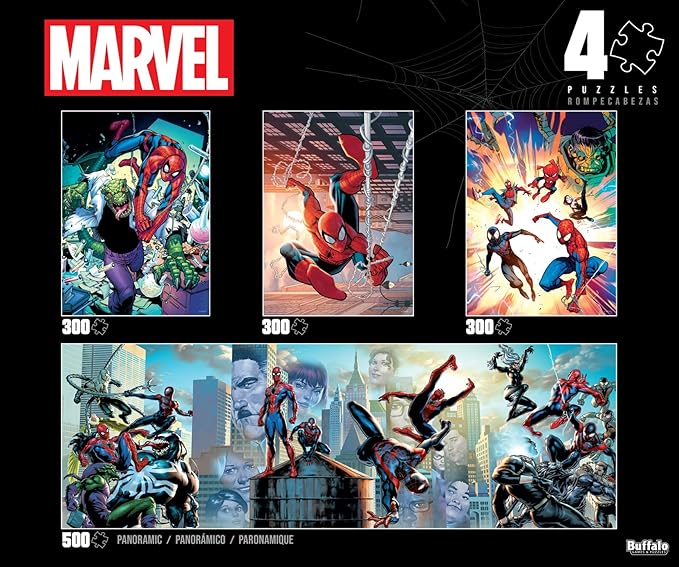 Buffalo Games - Marvel - 4 X 1 Multipack - Spider-Man - Multi-Piece Jigsaw Puzzles for Adults - Challenging Puzzle Perfect for Game Nights - Finished Size Varies
