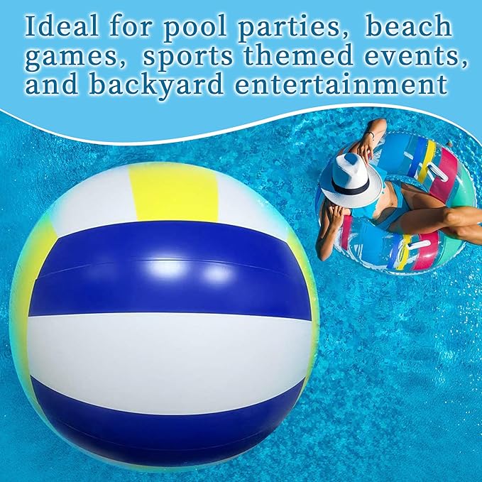 60 Inch Giant Inflatable Beach Volleyball Balls Large PVC Jumbo Beach Sports Balls Toys for Outdoor Activity Party Favors