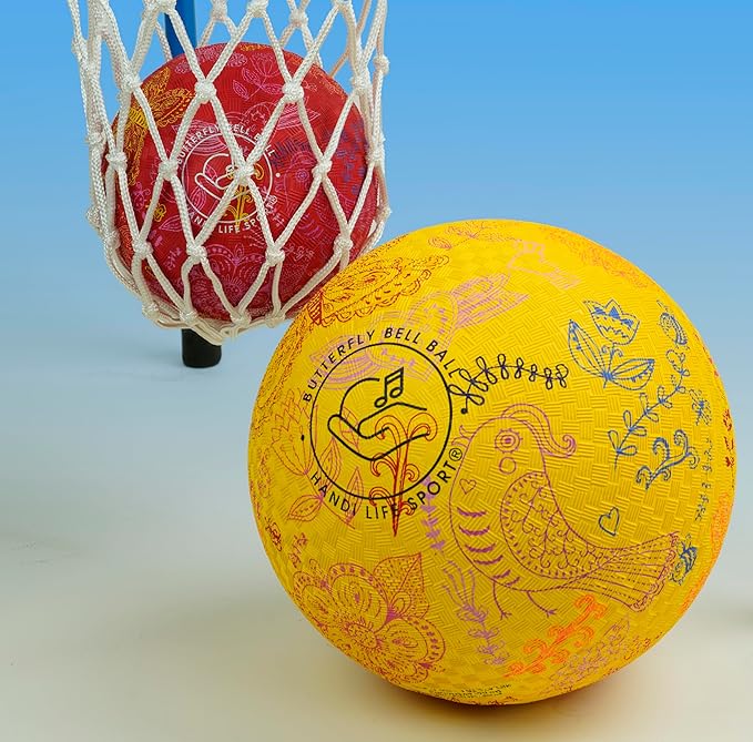 Handi Life Sport | Little Butterfly Bell Ball | Lightweight Audible Ball with Inflatable Rubber & Tactile Grip| Therapy & Recreation | Adaptive Sports