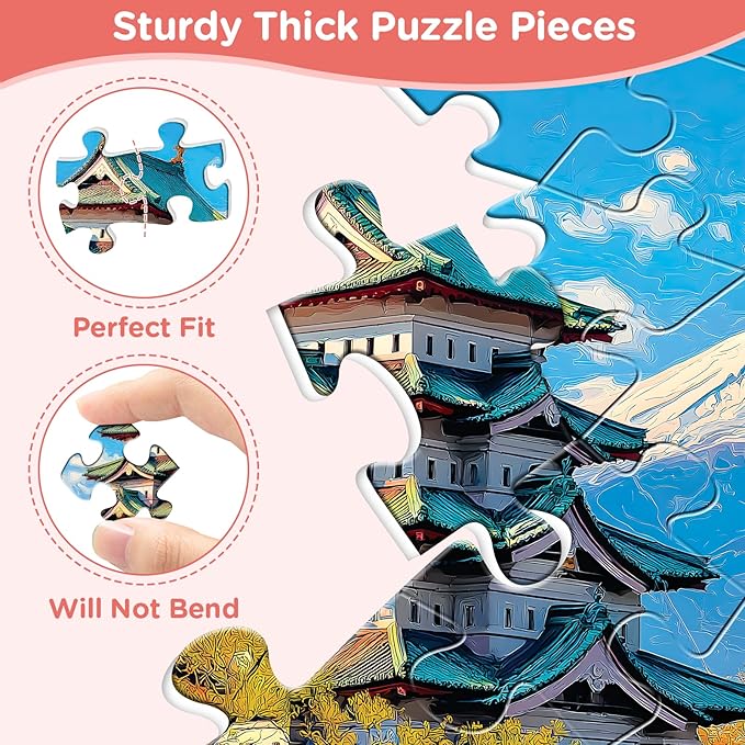 Puzzles for Adults 500 Pieces,Snow Mountain Jigsaw Puzzles 500 Pieces,Japanese Cherry Blossom 500 Piece Puzzles for Adults Funny Jigsaw Puzzle Family Activity Game Nights Gift Toy