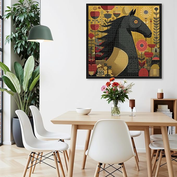 Vibrant Equine Art Horse Jigsaw Puzzles for Adults 1000 Pieces, Difficult Puzzles Perfect for Game Night, Great Gift Idea, Size 22.5 x 22.5 in