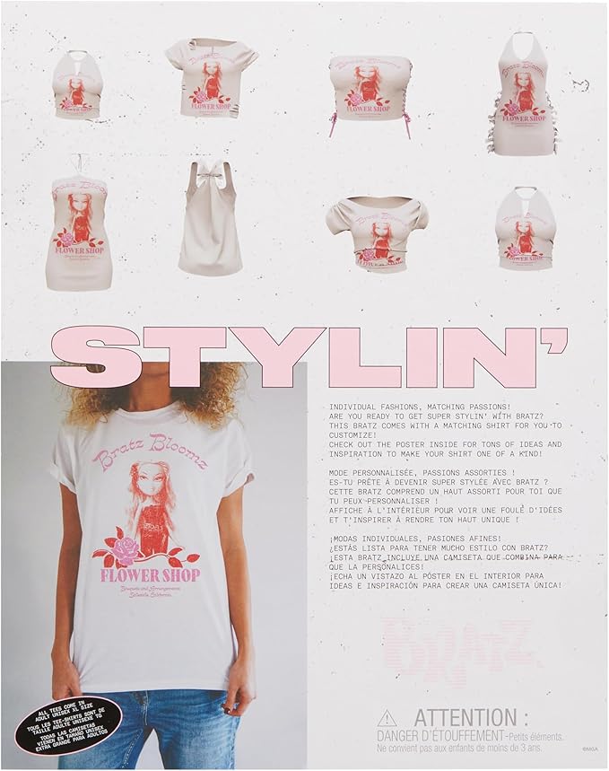 Bratz Stylin' Yasmin Fashion Doll with Customizable T-Shirt for You and Accessories