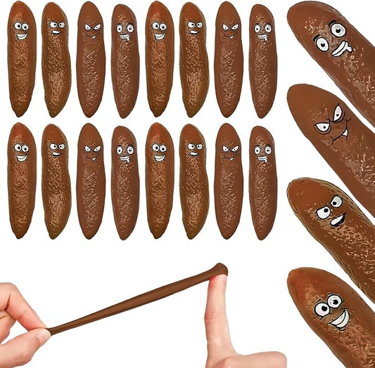 16Pcs Poop Fake Poop Finger Slingshot, White Elephant Gifts for Adults Stocking Stuffers Flying Shooting Toys for Kids Fake Poop Novelty Slingshots for Adults