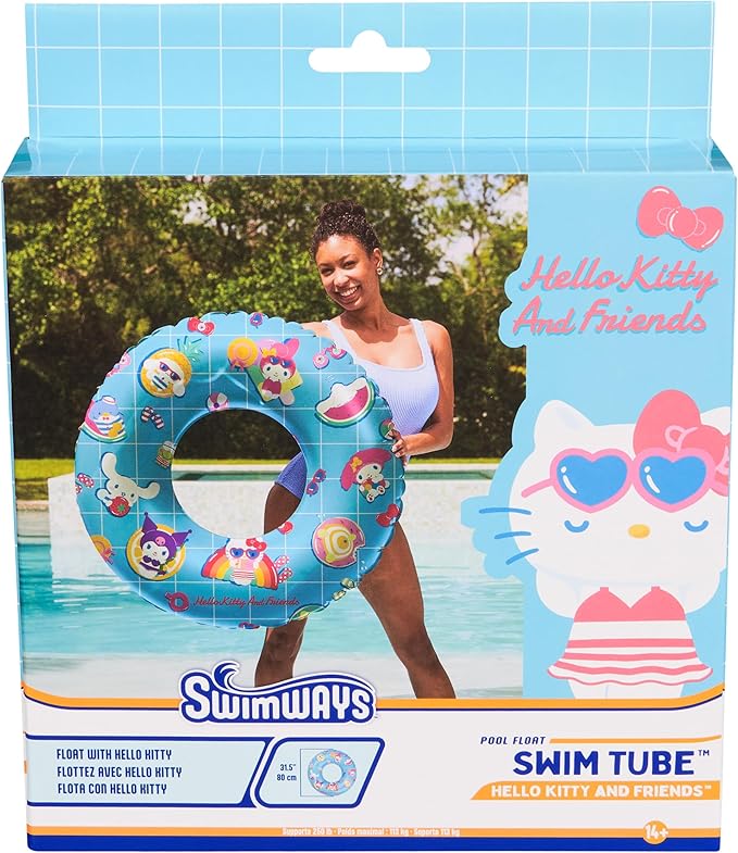 Swimways Hello Kitty Suntanner Pool Float, Inflatable Pool Floats & Kids Pool Toys, Swimming Pool Accessories & Beach Essentials for Teens Aged 14 & Up