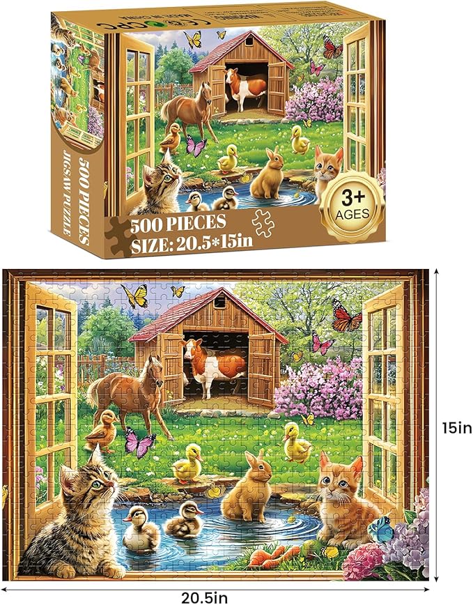 500 Piece Puzzles for Adults Funny Cat Animal Jigsaw Puzzles 500 Pieces Adult Puzzles Pet Lover Family Challenging Game Gift for Friends 20.5x15IN