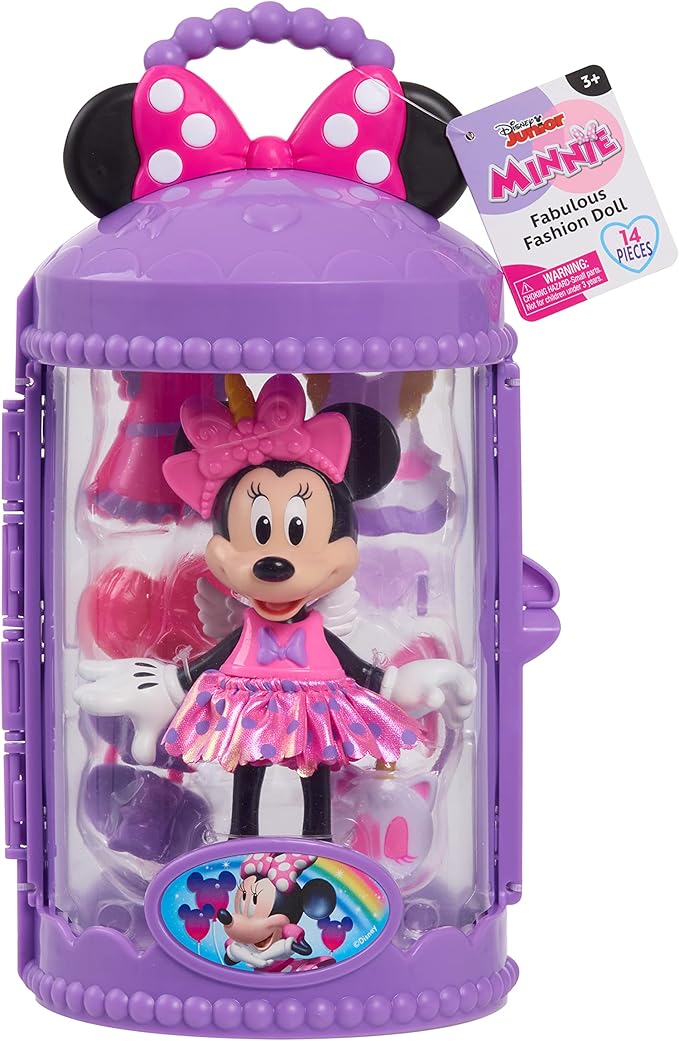 Disney Junior Minnie Mouse Fabulous Fashion Doll Unicorn Fantasy, 14-pieces, Pretend Play, Kids Toys for Ages 3 Up by Just Play