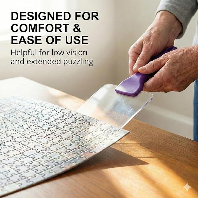 Ceaco Puzzle Scoop with LED Light & 3X Magnifier – Jigsaw Puzzle Accessory for Lifting & Moving Sections, Low Vision Aid, Puzzle Tool Gift for Adults & Seniors