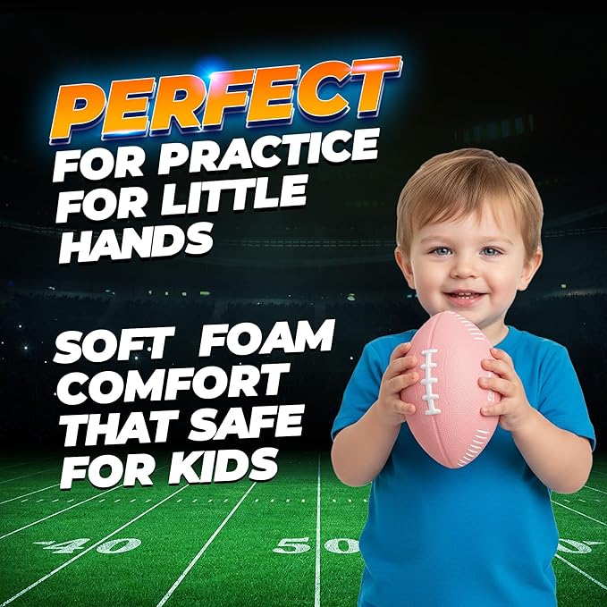 7.25" Mini Foam Football for Kids & Toddlers - Easy Grip Small Youth Sports Ball - Soft Foam Footballs for Little Hands, Indoor & Outdoor Sports Play - Toy Gift for Boys & Girls