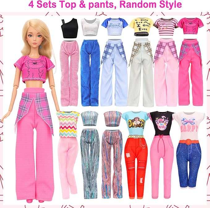 BARWA 26 Pcs Doll Travel Camping Set Includes 7 Sets Doll Clothes, Sleeping Bag, Backpack, Sport Bottles, Telescope,Glasses, Shoes Camping Accessories for 11.5 Inch Dolls