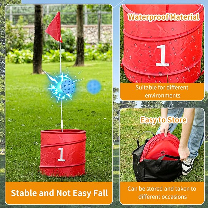3 Pcs Backyard Golf Outdoor Game with 2 Clubs - Outdoor Golf Yard Game for Adults and Family, Beach, Camping, Lawn, Park