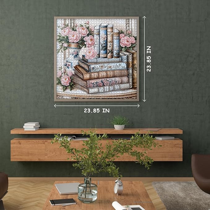 Wildflower Puzzles for Adults 1000 Pieces, PICKFORU Vintage Books Plant Art Wildflower Pages, Retro Aesthetic Floral Challenge Jigsaw Puzzle for Adults