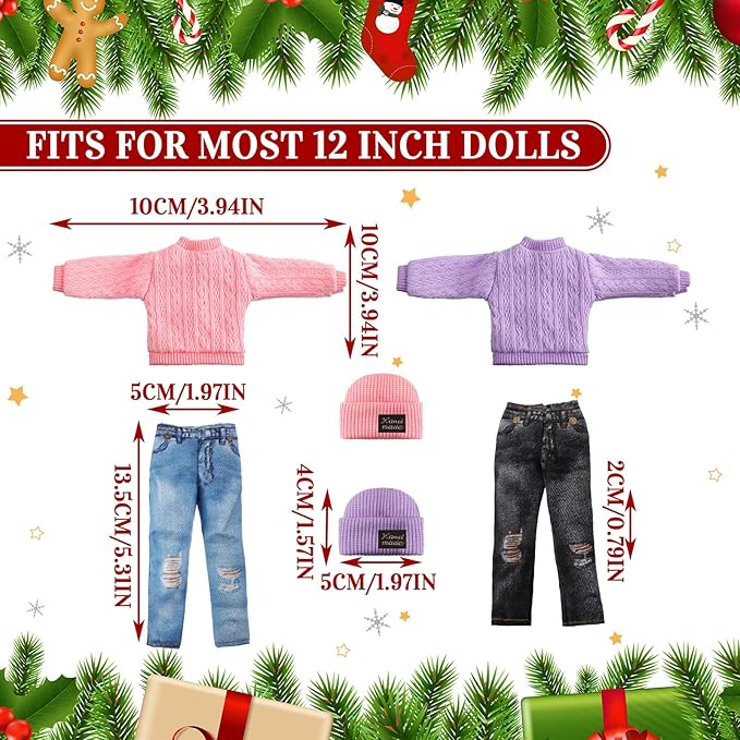 Bencailor 6 Pcs Doll Clothes Doll Accessories Include Sweater Pants Shoes Hat for Birthday Gift(Vivid,12 Inch)