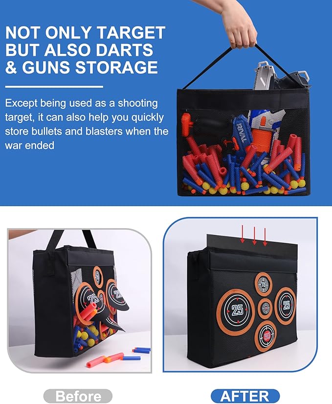Toy Target Fits for Nerf Guns, Portable and Foldable Net Taget for Shooting Practice, with Mesh Netting for Outdoor or Indoor Play, Birthday or Party Gift (Target ONLY)