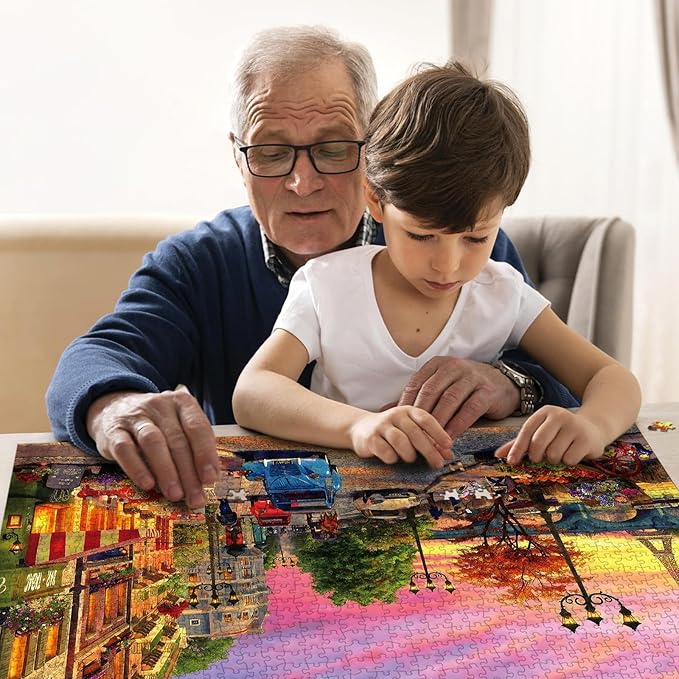 Puzzle for Adults 1000 Pieces, Vintage Paris Sunset Street Puzzle, Challening Impossible Difficult Hard Fun 1000 Pieces Jigsaw Puzzles for Adults
