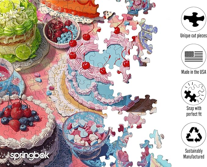 Springbok Vintage Cakes 500 Piece Jigsaw Puzzle for Adults - Poster Now Included - Valentines Heart Puzzle - Unique Cut Pieces - Made in USA