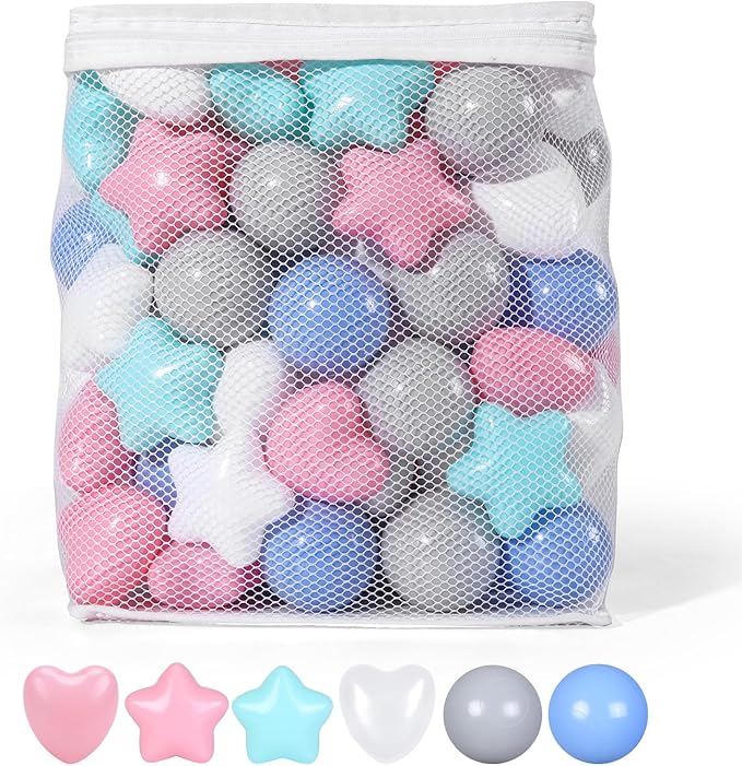 Star Ball Pit Balls for Toddlers -200pcs Phthalate Free BPA Free Crush Proof Play Balls Play Tent Pool Playhouse Playpen Party Decoration.