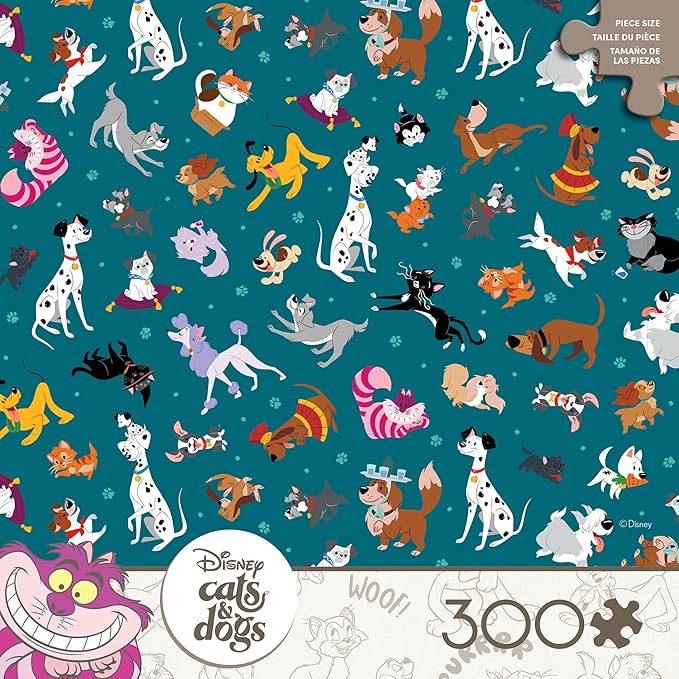 Ceaco - Disney Cats and Dogs - Pets Collage - 300 Piece Puzzle for Adults - Challenging and Perfect for Game Nights - Finished Puzzle Size 21.25 x 15