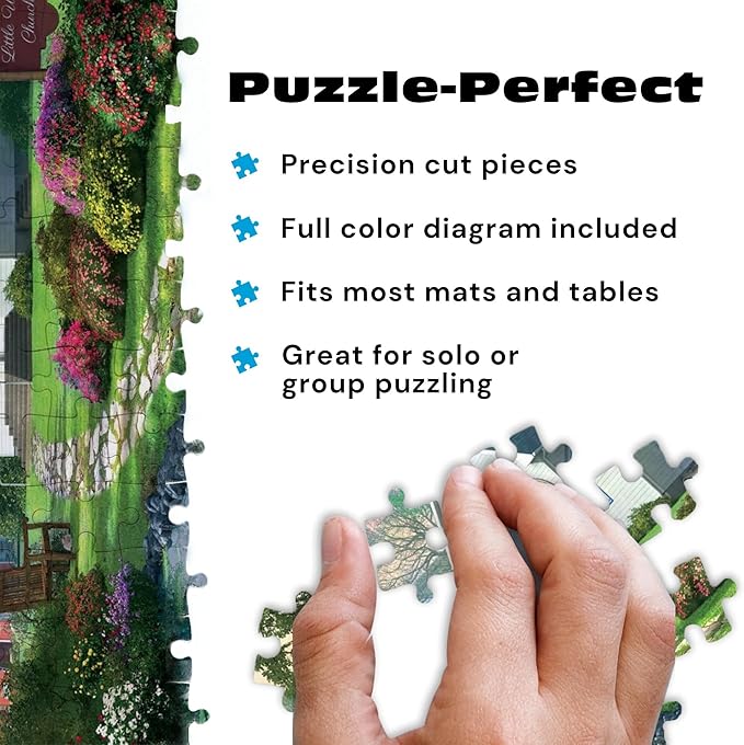 Buffalo Games – Little White Chapel Jigsaw Puzzle, 500 Piece Puzzle for Adults, Peaceful Church Landscape Art by Dominic Davison