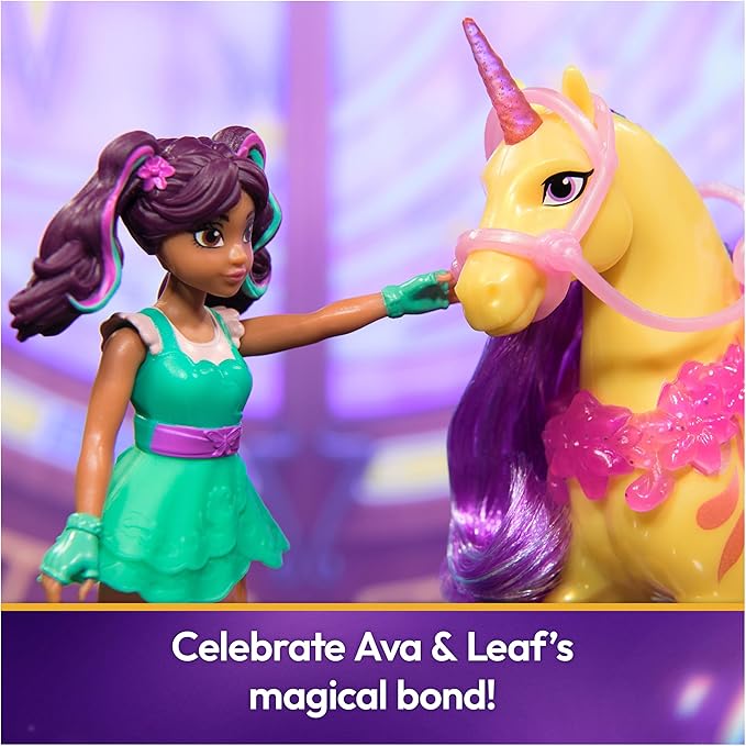 Unicorn Academy, Ava & Leaf Power of Friendship Set with Translucent Saddle & 2 Power Accessories, Dolls & Unicorn Toys for Girls Ages 4 and up