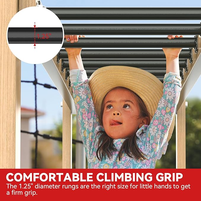 16.5 Inch Monkey Bars Kit Playground Ladder Rungs for Backyard Indoor Outdoor Kids Metal Bars Swing Set Playset Accessories (Black, 12 Pcs)