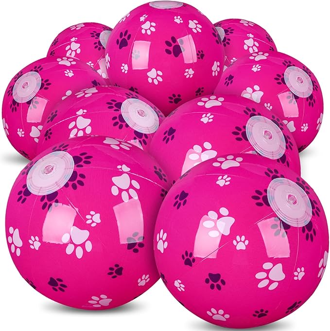 Leyndo 12 Pack Dog Paw Themed Beach Ball for Kids 7.87" Bulk for Summer Pool and Beach Game Gifts and Birthday Party Supplies and End of The Year Class Party Decoration Favors