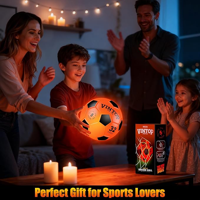Glow in The Dark Soccer Ball for Kids Boys Ages 8-12 15, Light Up LED Soccer Ball Toys with Pump for Indoor/Outdoor, Fun Gift for Teens Christmas Birthday, Size 5 Night Sports Gear Games