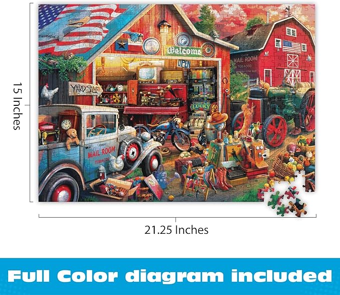 Buffalo Games - Antique Barn - Eduard - 500 Piece Jigsaw Puzzle for Adults - Charming Country Life Scene - Challenging Puzzle Perfect for Game Nights - Finished Size 21.25 x 15.00
