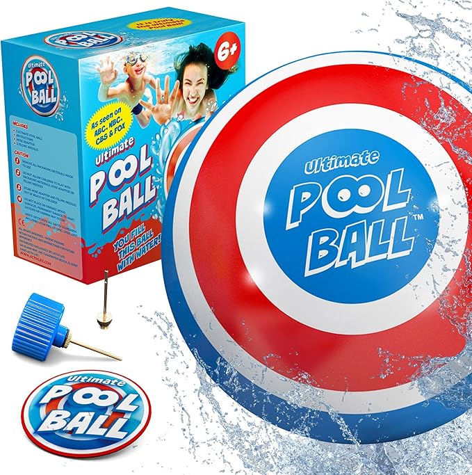 Activ Life Ultimate Pool Ball - Water-Fillable Underwater Ball - Passing, Dribbling & Diving - Fun Swimming Pool Toys for Kids & Adults - Summer Gifts & Beach Games for Family - Blue/Red, 6"