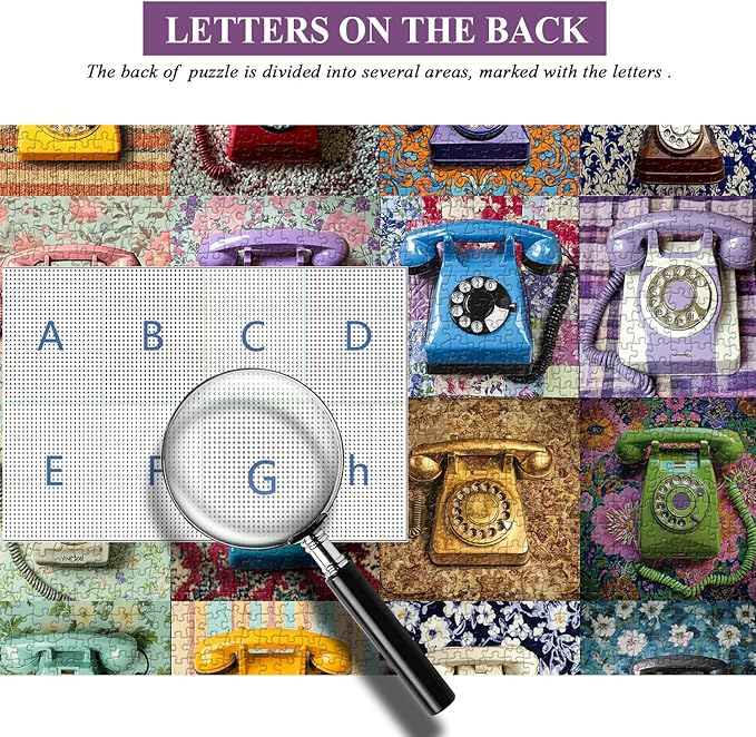 PICKFORU Retro Telephone Collage Jigsaw Puzzles 1000 Pieces, Colorful Wired Telephones Puzzles for Adults, Vintage Art Collection Jigsaw Puzzle