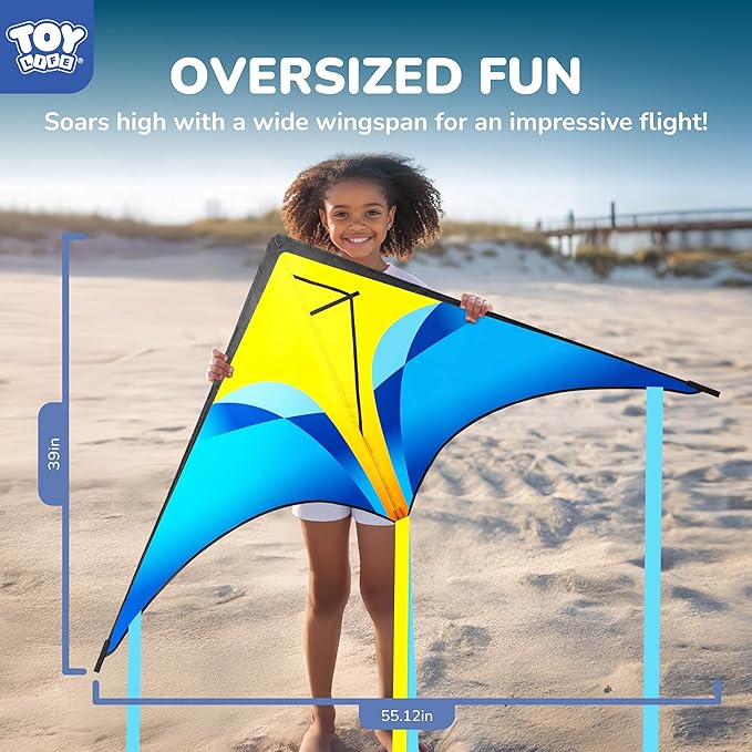 TOY Life 48.4'' Large Kites Easy to Fly for Kids Adults with 328.1 FT String, Beach Kite Outdoor Game Outside Toys Activity Summer Toys for Kids