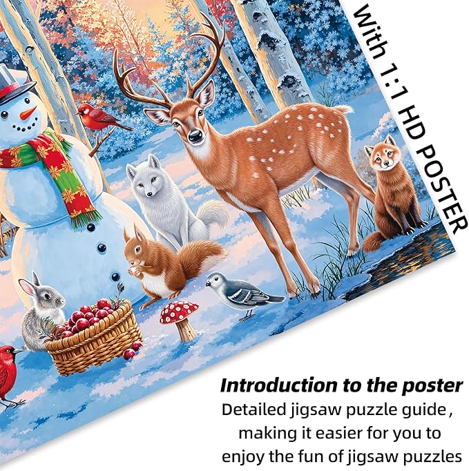 Sutinban 2 Pack Christmas 500 Piece Puzzles for Adults, Snowy Aurora Winter Jigsaw Puzzle for Adults Seniors, Happy New Year Gift Snowman Deer Challenging Colorful Puzzles Family Game Gift Decor