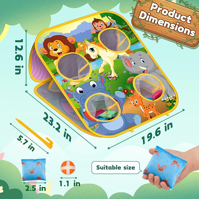 Bean Bag Toss Game for Kids - Cornhole Board Outdoor Toys for Toddlers -Party Activities Carnival Outside Yard Backyard Beach Lawn Games Toy for Kid Boys Girls Age 3 4 5 6 7 8 Year Old Birthday Gifts