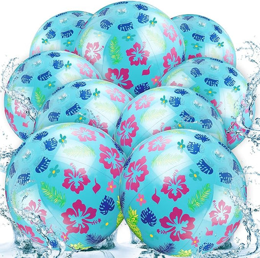 12 Pack Hawaiian Beach Ball 8.5 in Inflatable Beach Balls Bulk for Kids & Adults Cartoon Swimming Pool Toys Pool Party Favors for Birthday Summer Outdoor