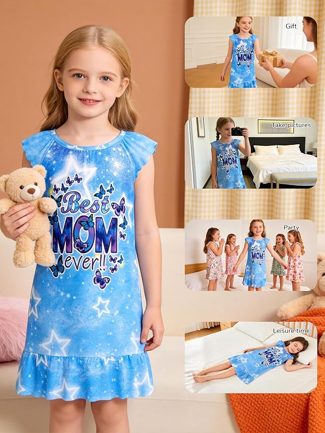 LQSZ Doll and Girl Matching Nightgown Outfit Pajamas Nightie Nightgown for Girls and Dolls Clothes
