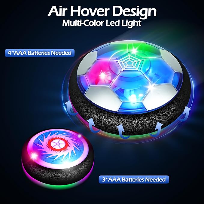 Hover Soccer Ball Set, Hover Hockey Set for Kids, Air Floating Soccer Toys Hockey Ball with Led Light, Indoor Outdoor Sports Toys & Games, Christmas Birthday Gifts for 3-12 Years Boy Girl