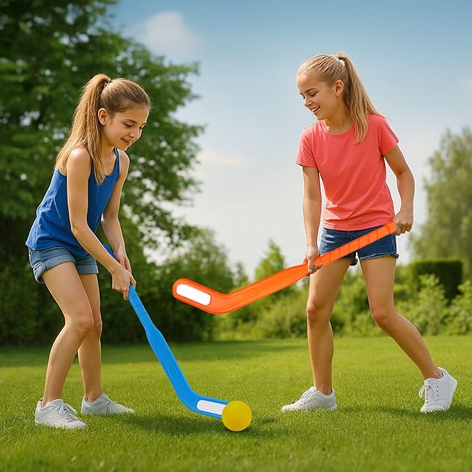 Liberty Imports Kids Floor Hockey Stick Set - 29" Youth Indoor Outdoor Toys Sports Starter Set with Plastic Puck and Ball for Toddlers, Children Ages 3-7 (2 Pack)