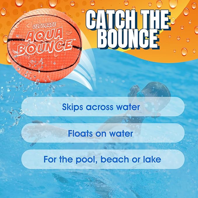 Activ Life Ultimate 2 Pack Larger 3” Water Skip Balls - Bouncing Balls for Swimming Pool & Beach Fun - Designs Include Baseball, Basketball, Volleyball, and Tennis for Kids, Friends, and Family