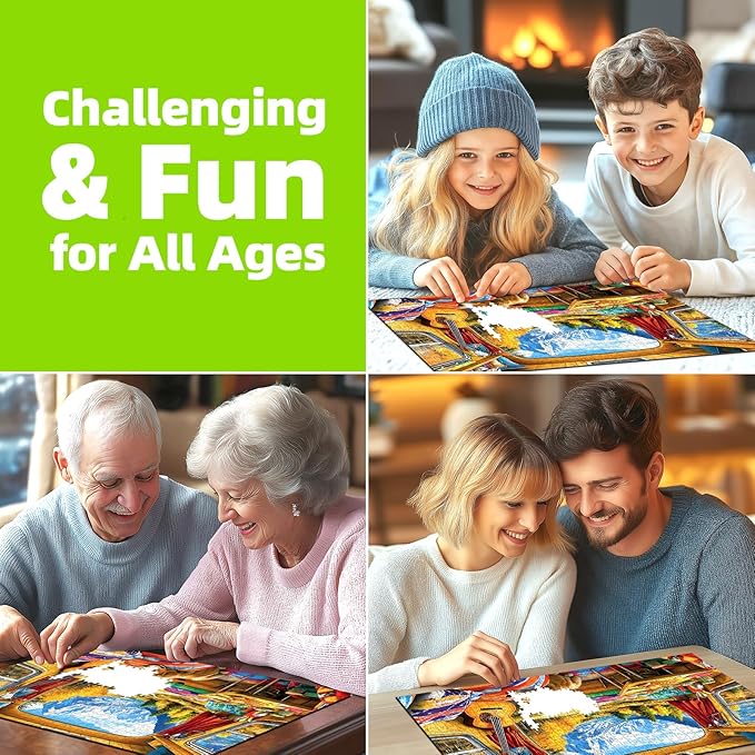 Puzzles for Adults 1000 Pieces, Fall Dog Animal Mountain Camping Jigsaw Puzzles 1000 Pieces Landscape for Adults Challenging Game Nights, 27.5 x 19.7 Inches