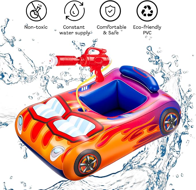 Pool Floats Kids with Water Gun Inflatable Pool Floats for Kids Ages 3-8 Outdoor Games Water Toys Summer Swimming Fun for Boys Girls