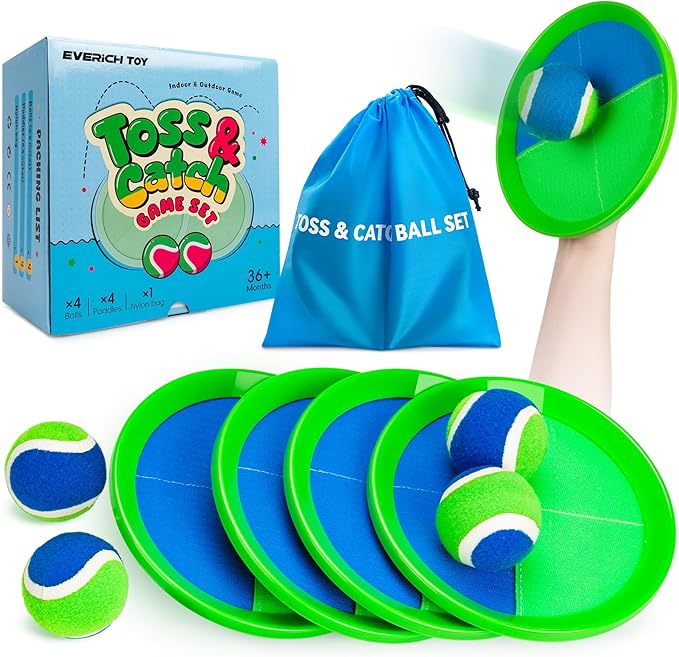 EVERICH TOY Upgraded Toss and Catch Ball Game Set, Easter Basket Stuffers Outdoor Games for Kids Toys, Beach Pool Toys Outside Family Yard Games Easter Gifts for Boys Girls 3 4 5 6 7 8-12 Years Old